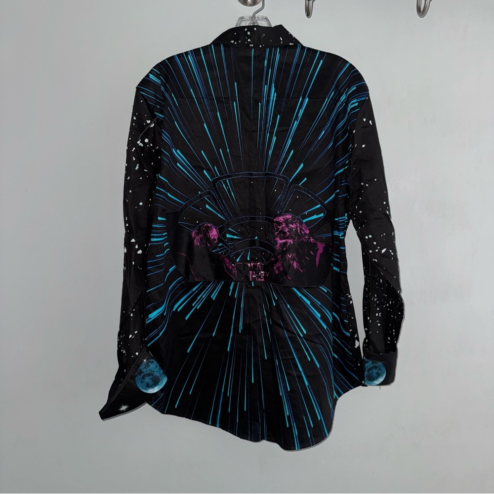 Star Wars “The Falcon”  HTF Robert Graham Black Button-Up Shirt Men’s L - Picture 9 of 11